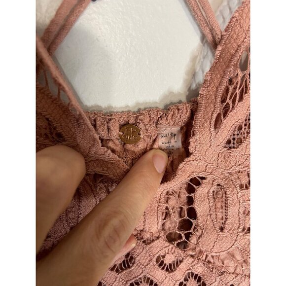 NWT Free People One Adella Slip Mini Dress Crochet Lace Boho, Pink Rose-sz XS - Picture 8 of 8